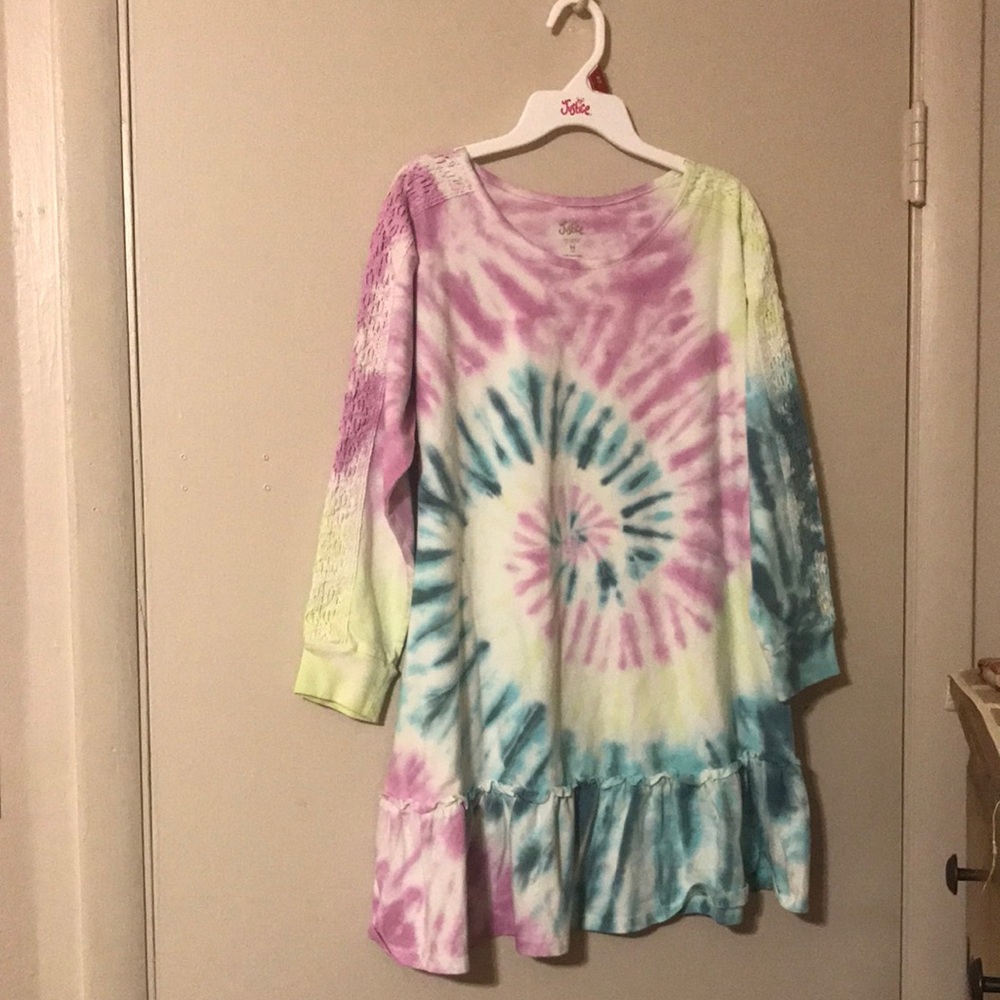 New Justice Girls Tie Dye Dress with Lace Trim. Size Med (10)  and Lrge (12/14)